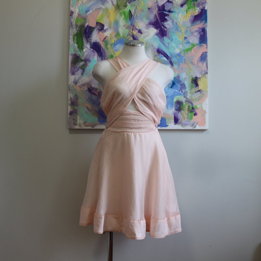 Keepsake the Label | Keepsake Cross Neck Mini Dress in Blush Nude